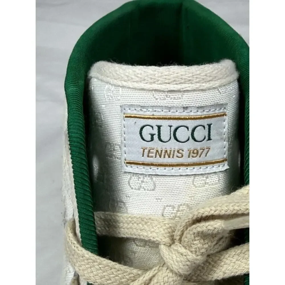 Men's Size 11.5 Gucci Tennis 1977 White GG Canvas Web Hight Top SPB-JB 366629